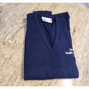 New! Men's L Blue Signet Vintage Lightweight V Neck Sweater Holiday Health Club